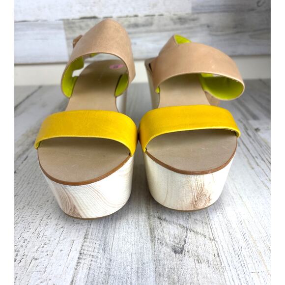 BCBG Generation Womens 9 Kammie Multicolor Leather Platform Wood Strappy Sandals - Picture 3 of 7